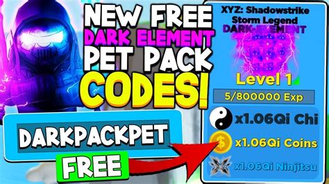 ninja legends free pet packs codes